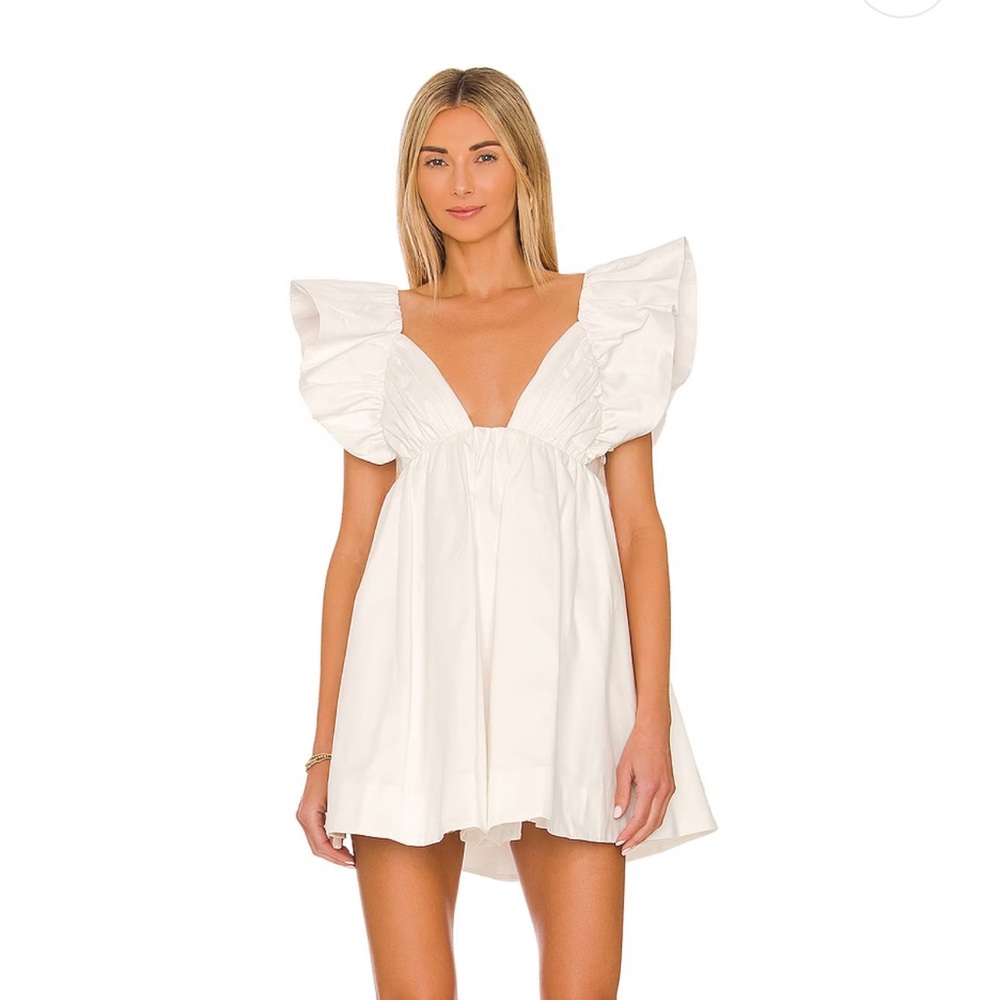 Worn Once!! For Love & Lemons CLEMENTINE MINI DRESS IN WHITE! Size Medium